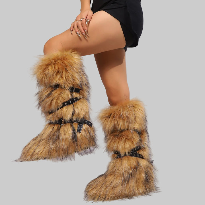 Y2K-Inspired Faux Fur Over-the-Knee Snow Boots