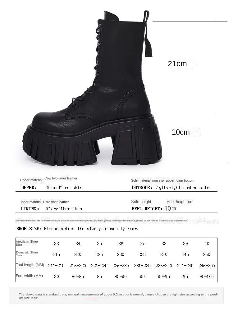 Super High 10cm Thick-Soled Punk Style British Shoes