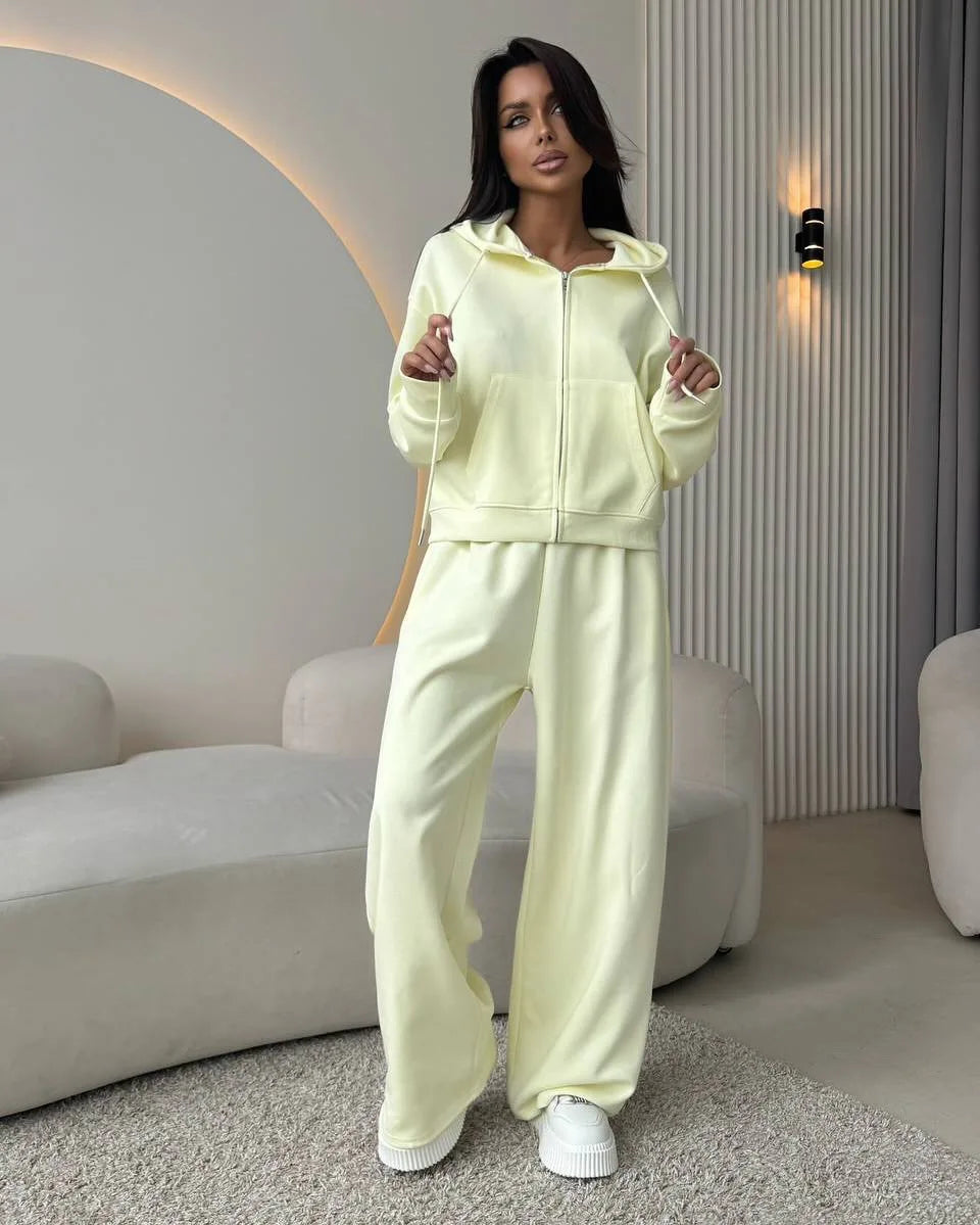 Casual Hooded Cardigan Two-Piece Set