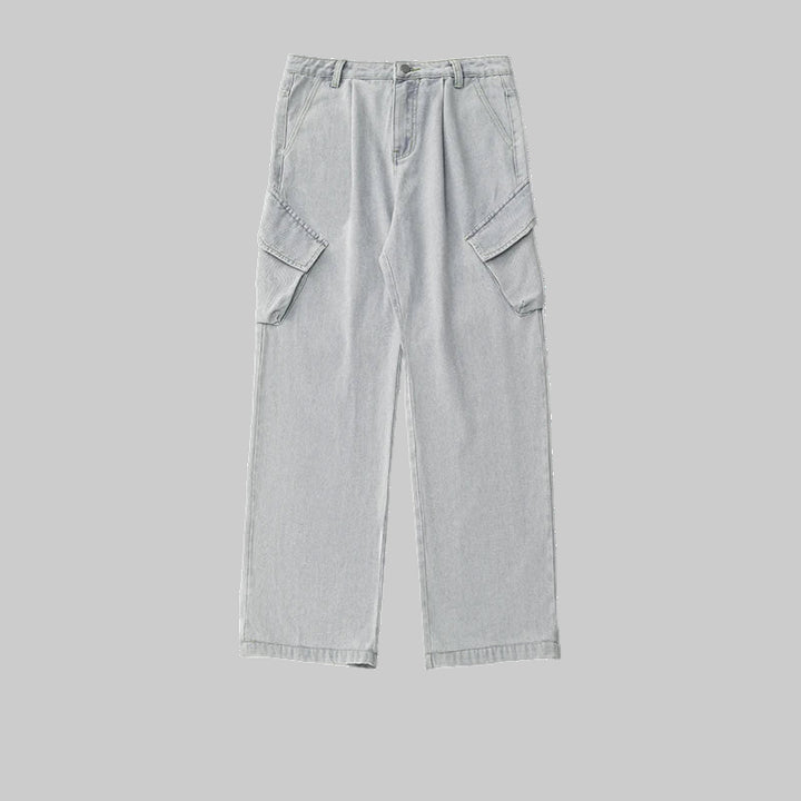 Distressed Retro Cargo 3D Side Pockets Baggy Jeans