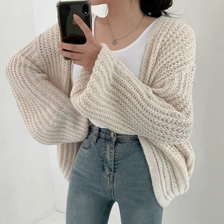 Retro Harajuku Lantern Sleeve Cardigan