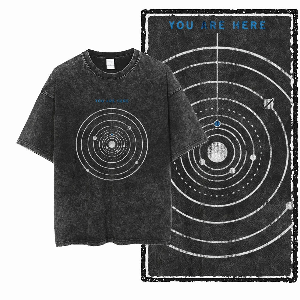 Oversized Washed Retro Finish Print Tees