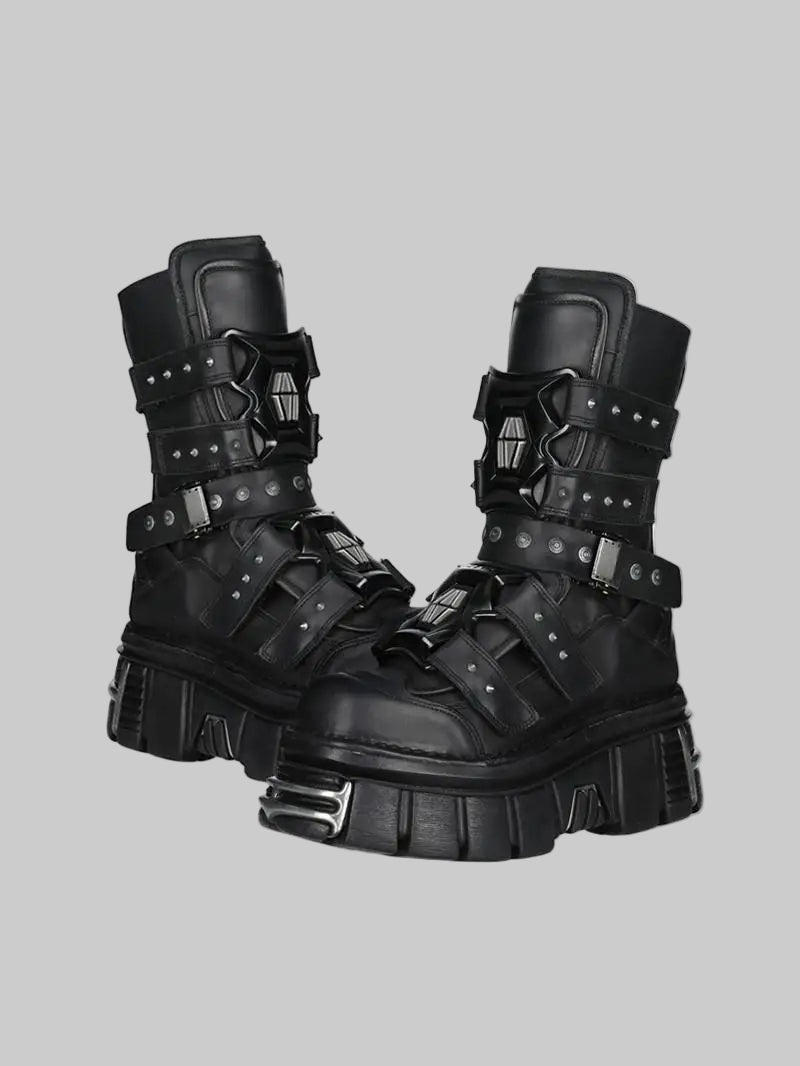Punk Star Style Dark Gothic Mid-Calf Boots
