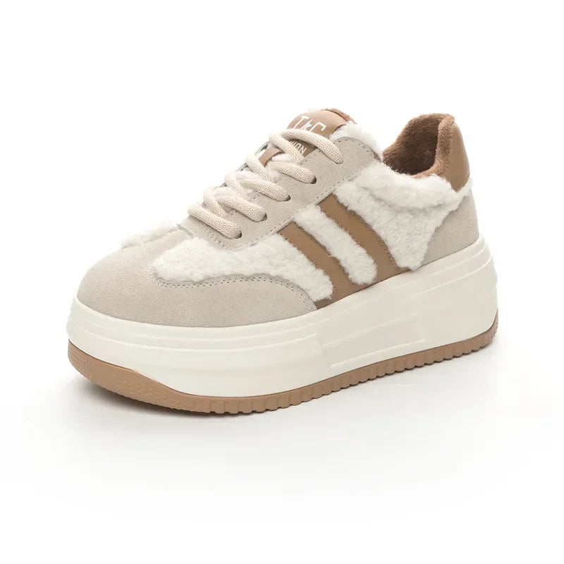 6CM Warm Plush Winter Platform Casual Shoes
