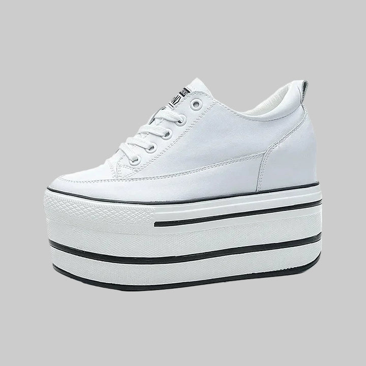 Premium Leather High Platform Chunky Sneakers
