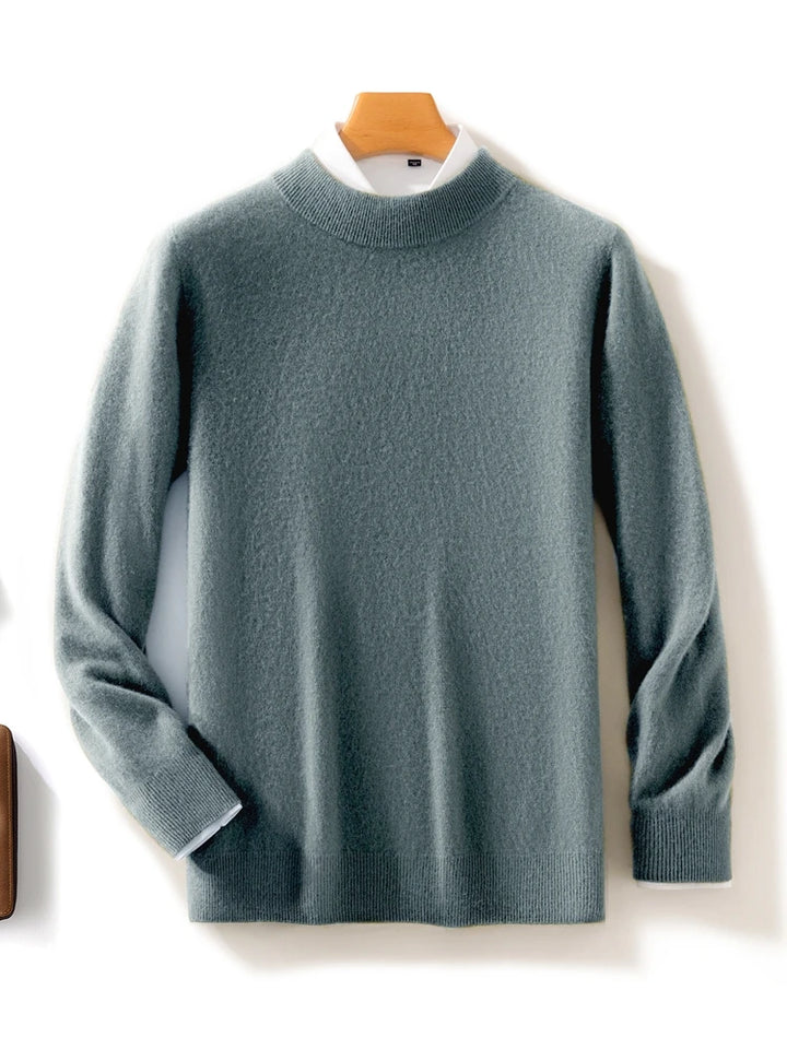 Cashmere Knitted 100% Merino Wool Mock-neck Sweater
