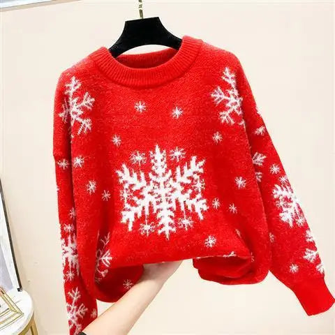 Playful Festive Printed Knitted Christmas Sweater