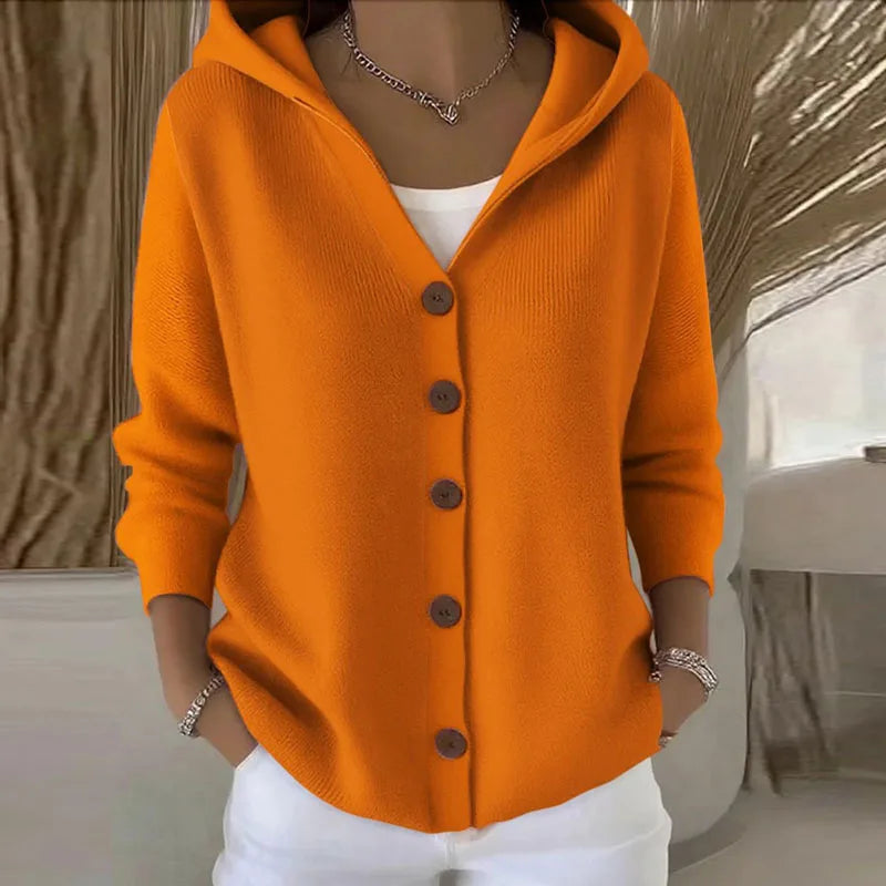 Single breasted Hooded Knit Cardigan