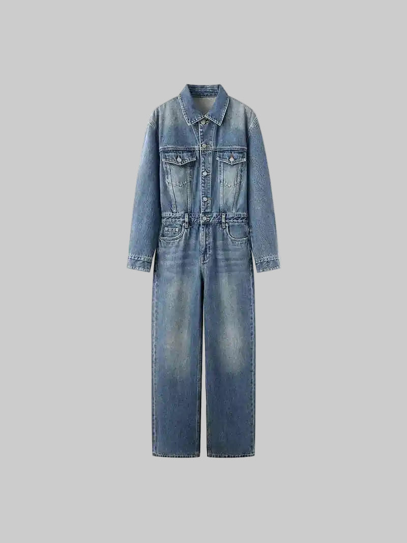 Washed Retro Denim Jumpsuit