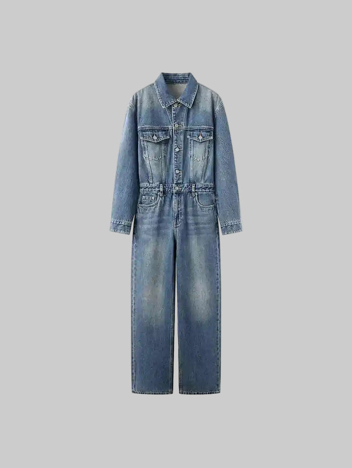 Washed Retro Denim Jumpsuit