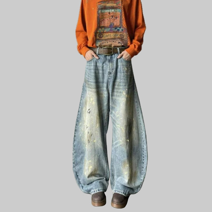 Washed Cotton Semi-Relaxed Leg Jeans