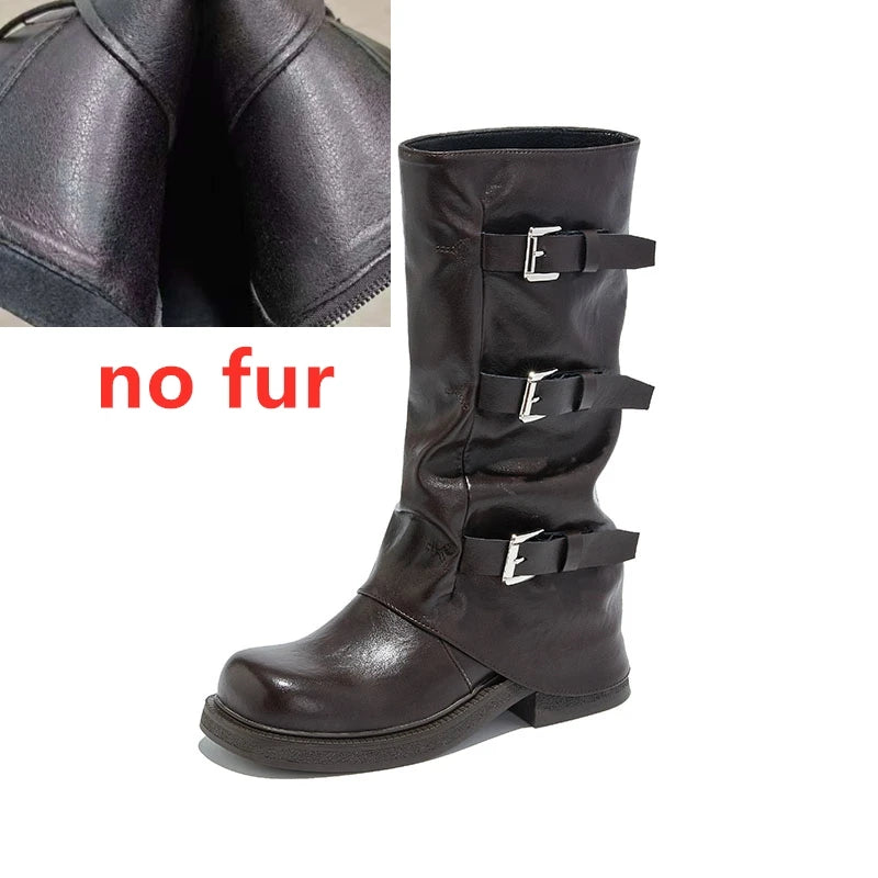 Square Toe Pleated Western Cowboy Boots