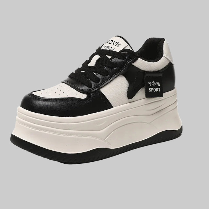 Genuine Leather 12cm Platform Chunky Sneakers