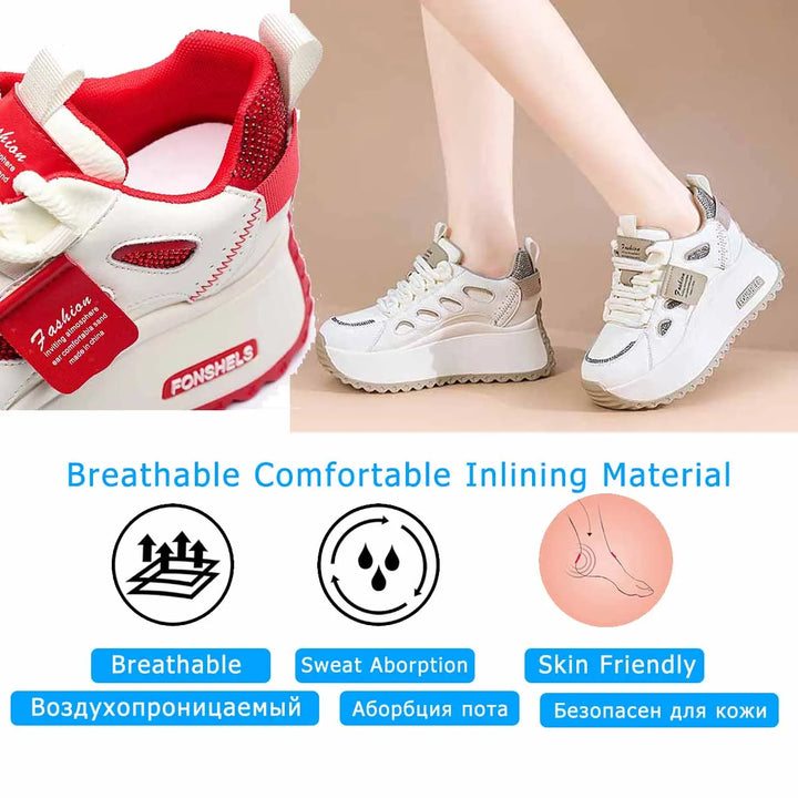 3-Inch Genuine Leather Platform Sneakers