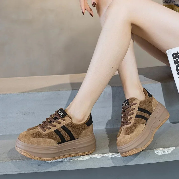 6CM Warm Plush Winter Platform Casual Shoes