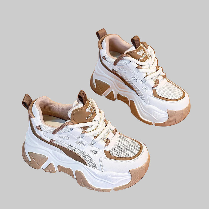 Genuine Leather Microfiber Chunky Sneakers
