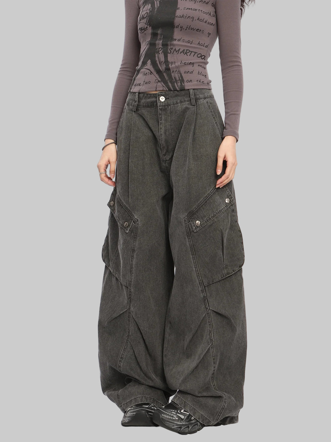 Retro Deconstructed Folded Pocket Cargo Pants