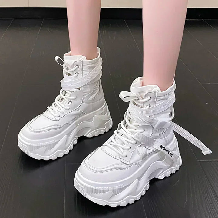 Chunky Thick Sole Lace Up Platform Ankle Boots