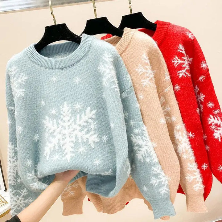 Playful Festive Printed Knitted Christmas Sweater