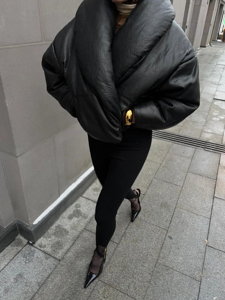 Stylish Thick Lapel Leather Jacket