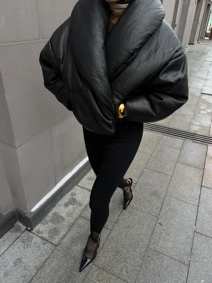 Stylish Thick Lapel Leather Jacket
