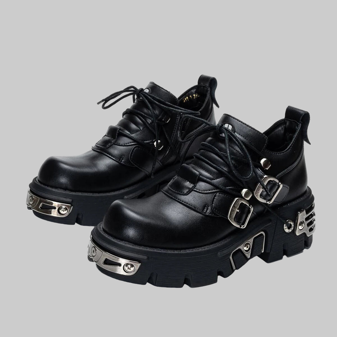 Dark Punk Unisex Gothic Metal Carve Boots