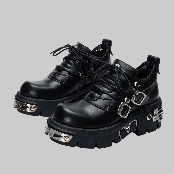 Dark Punk Unisex Gothic Metal Carve Boots