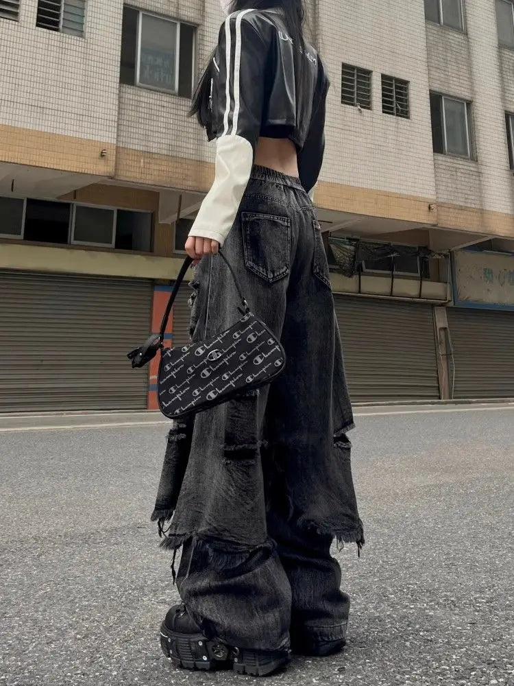 Oversized American Gothic Patchwork Jeans