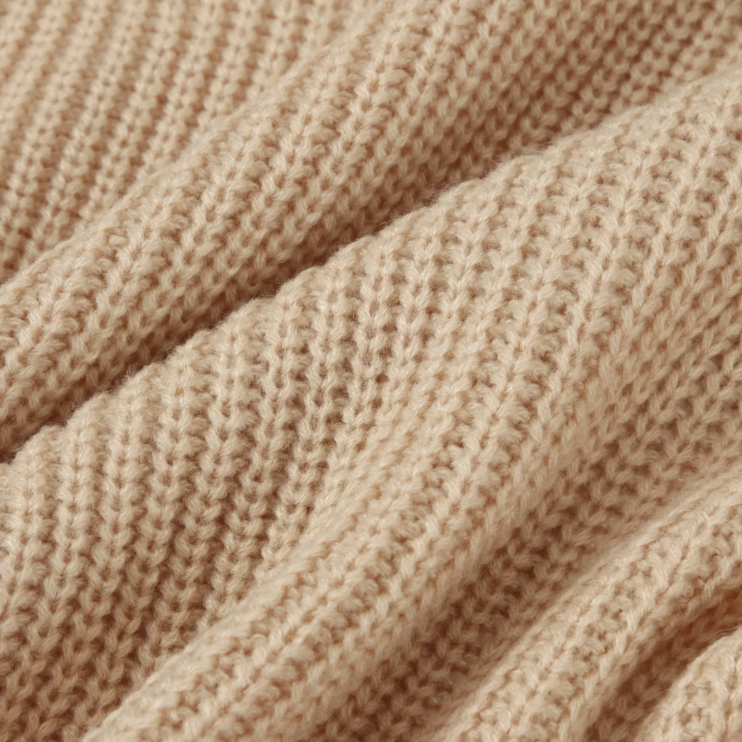 Mid-Length Solid Color Warm Knitted Lapel Sweater