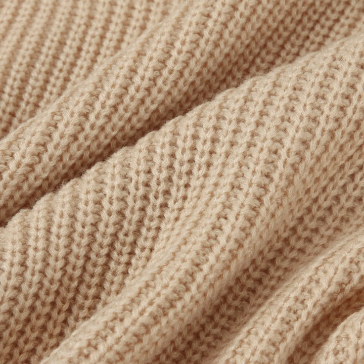 Mid-Length Solid Color Warm Knitted Lapel Sweater