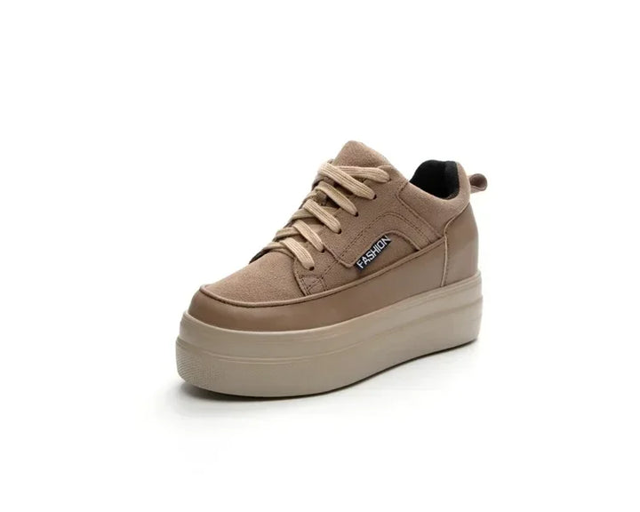 8CM Genuine Leather Cow Suede Chunky Sneakers