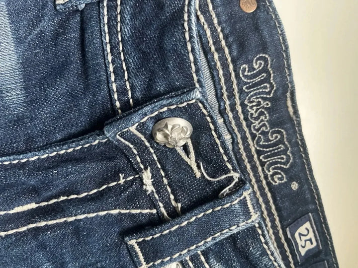 Y2K High-Waisted Letter Embroidery Denim Shorts