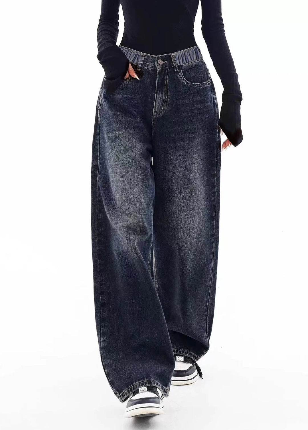 Casual Wide-Leg Straight Jeans