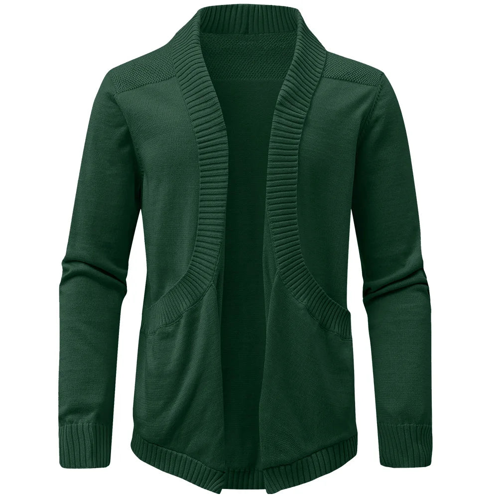Classic V-Neck Solid Color Knit Cardigan