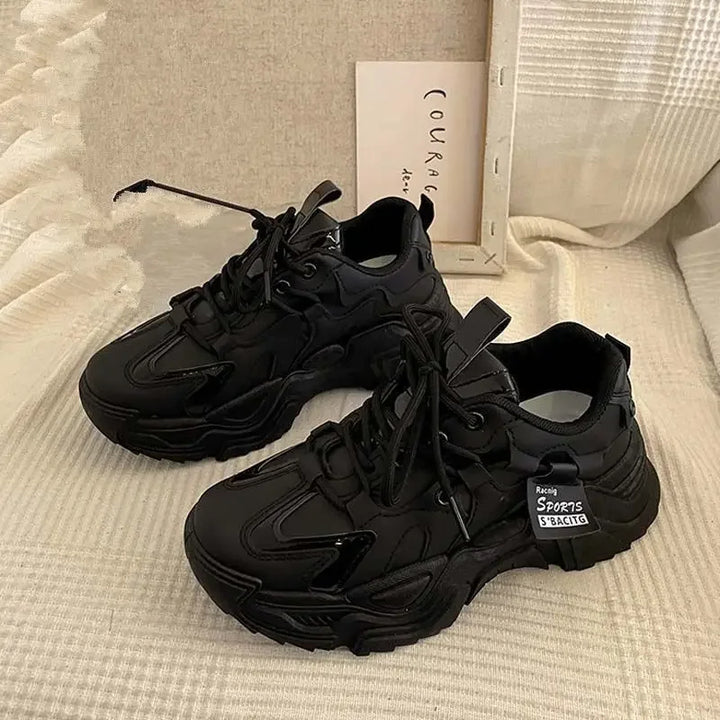 Trendy Chunky Leather Platform Sneakers