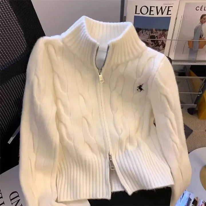 Vintage High Collar Embroidered Sweater