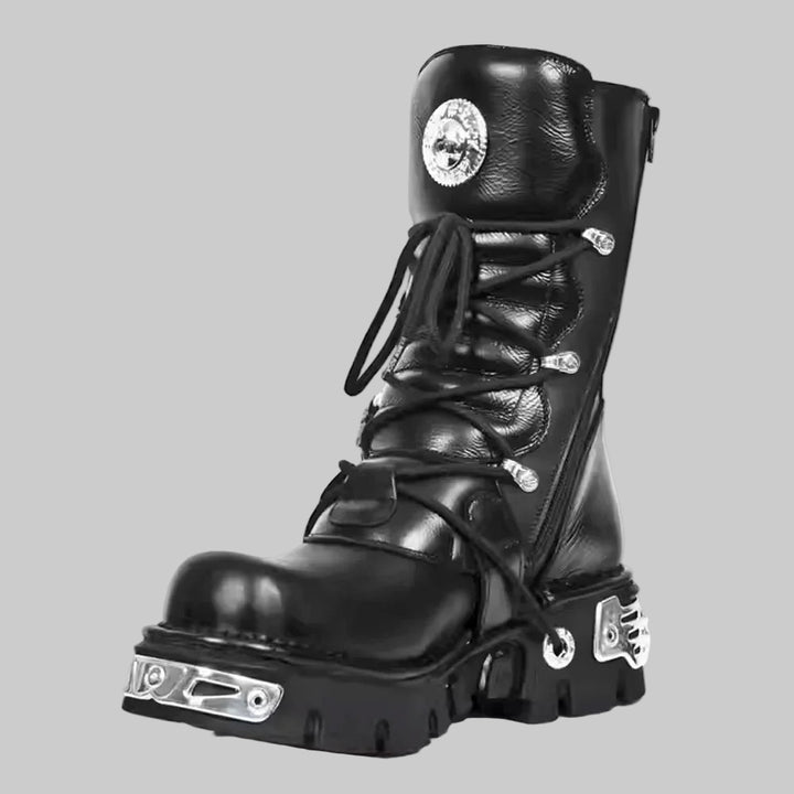 Genuine Leather Goth Punk Motorcycle Boots