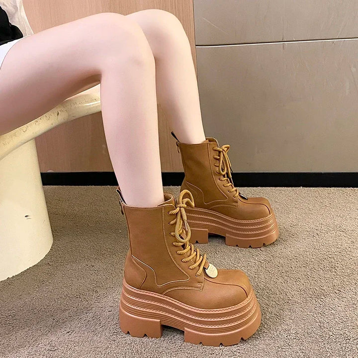 Gothic Punk Platform Motorcycle Boots for Women