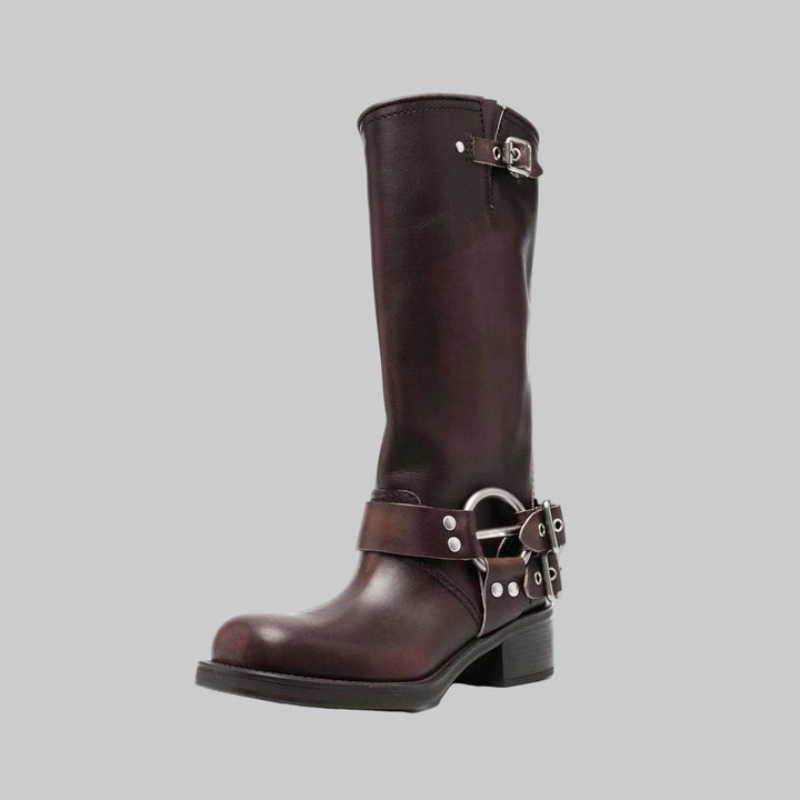 Platform Round toe Belt buckle Western boots