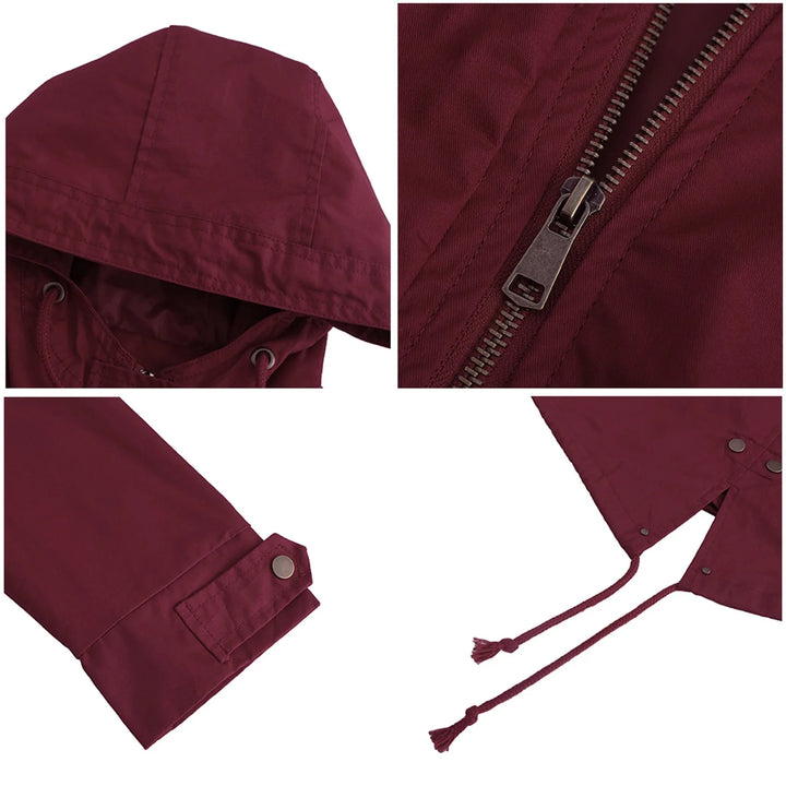 Hooded Drawstring Waist Oversized Windbreaker
