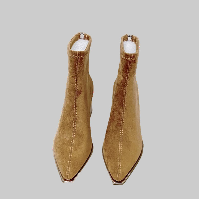 Elegant Pointed Toe Ankle Boots with Thick Heels