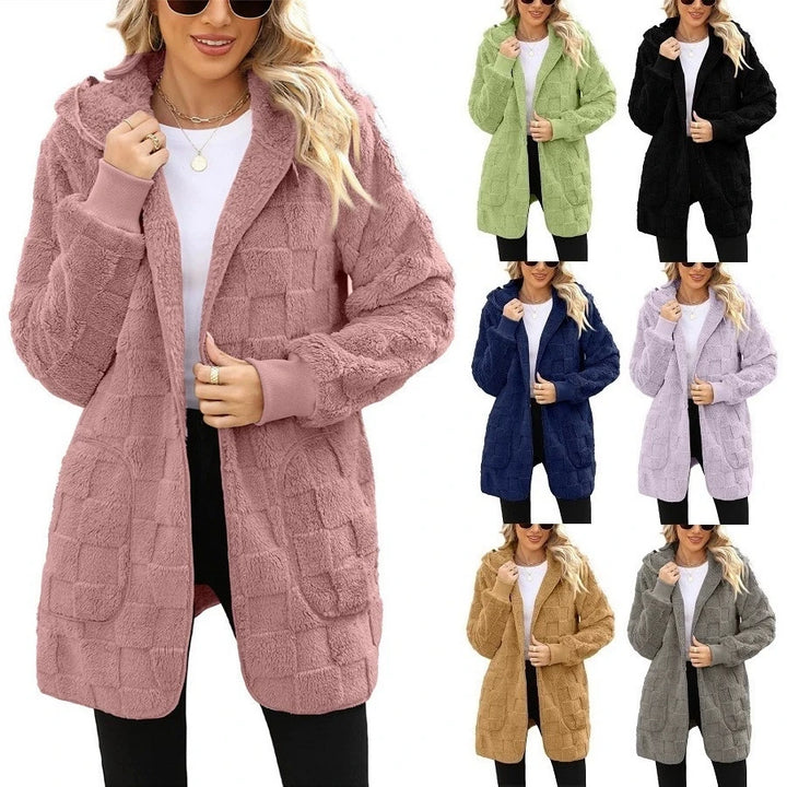 Hooded Plush Velvet cardigan coats