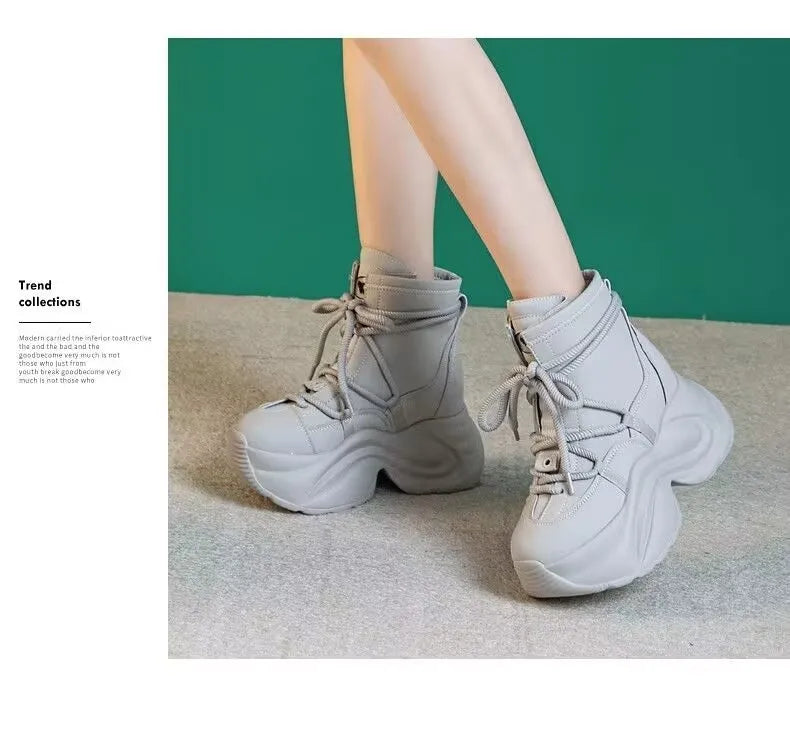 Cozy Genuine Leather Thick Platform Boots