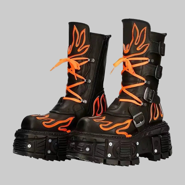 Retro Dark Punk Locomotive Rock Boots