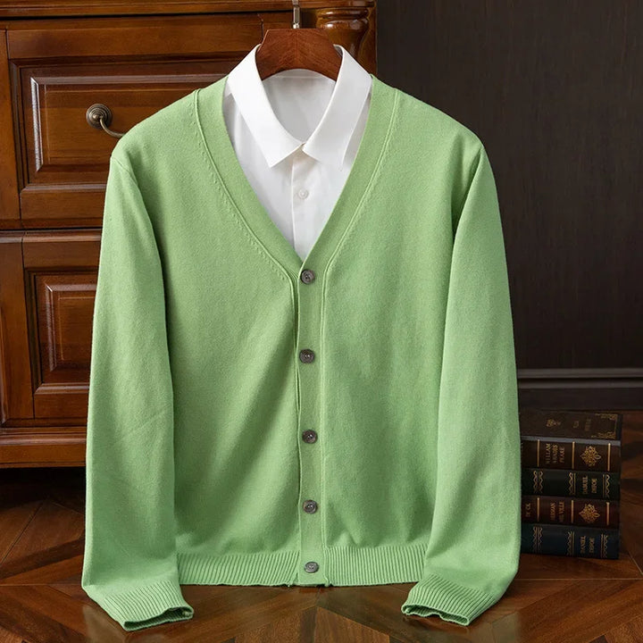Classic V-Neck Solid Color Sweater Cardigan