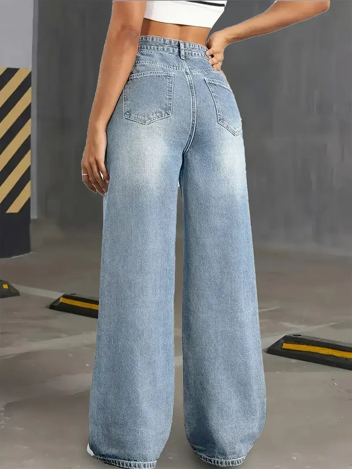 American High Waist Retro Straight Jeans