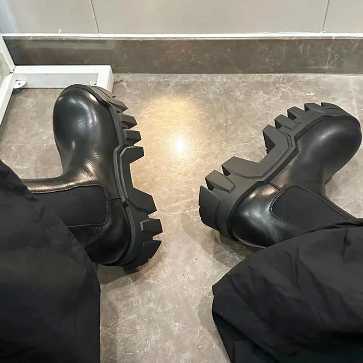Retro Patent Leather Chimney Punk Boots