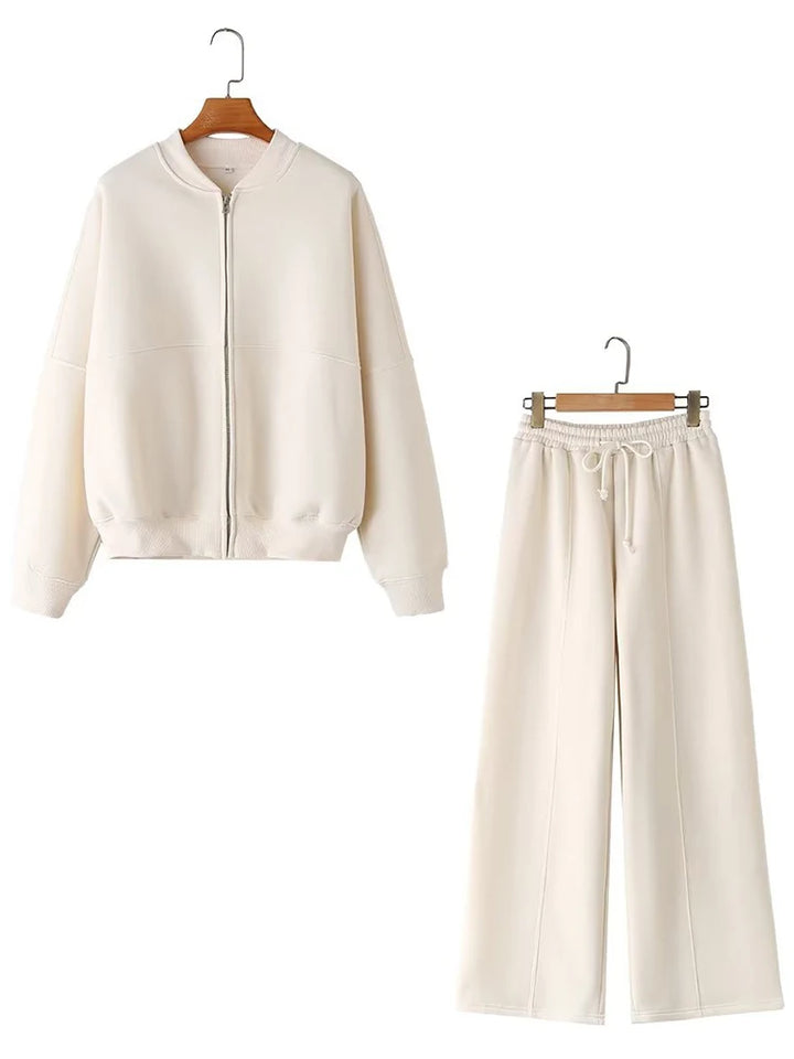 Thick Zipper Jacket and Sweatpants Set