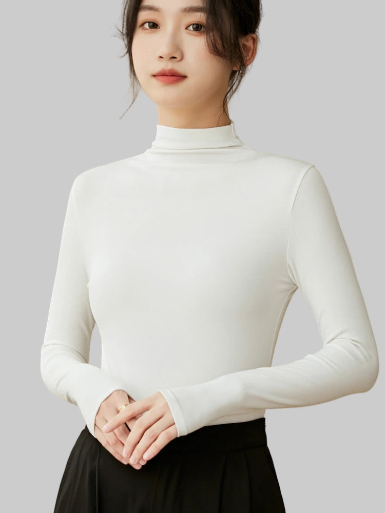 Slim Fit Half Turtleneck Modal Long Sleeve Top