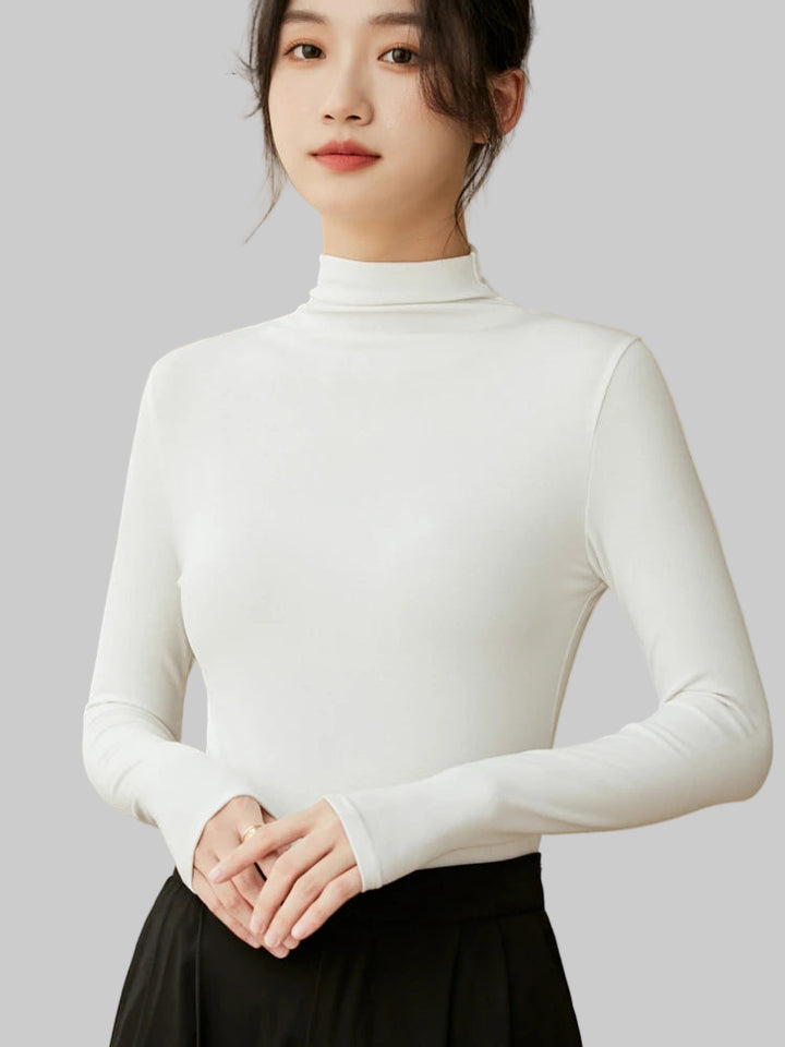 Slim Fit Half Turtleneck Modal Long Sleeve Top